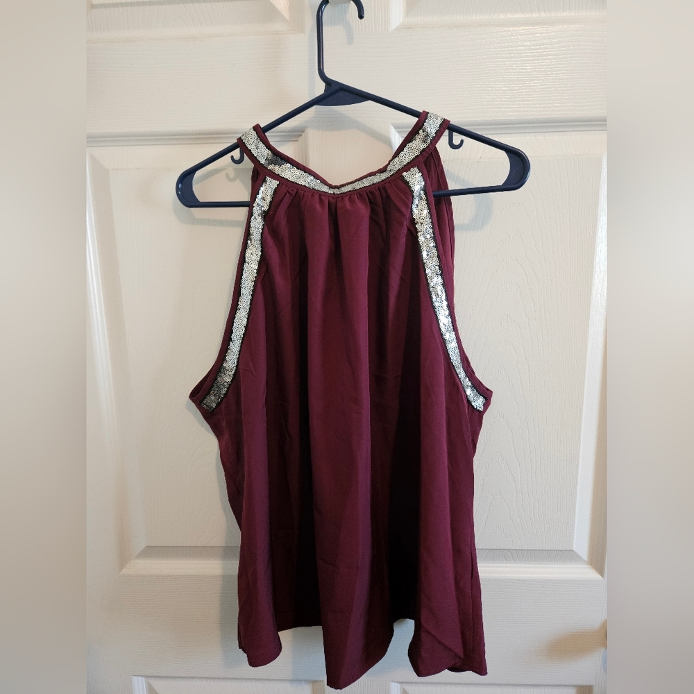 SHEIN Red A-Line Shirt with Silvet Accentshirt